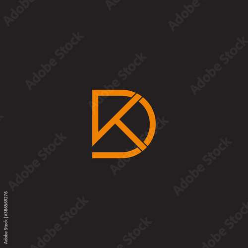 letter dk linked overlapping simple line logo vector