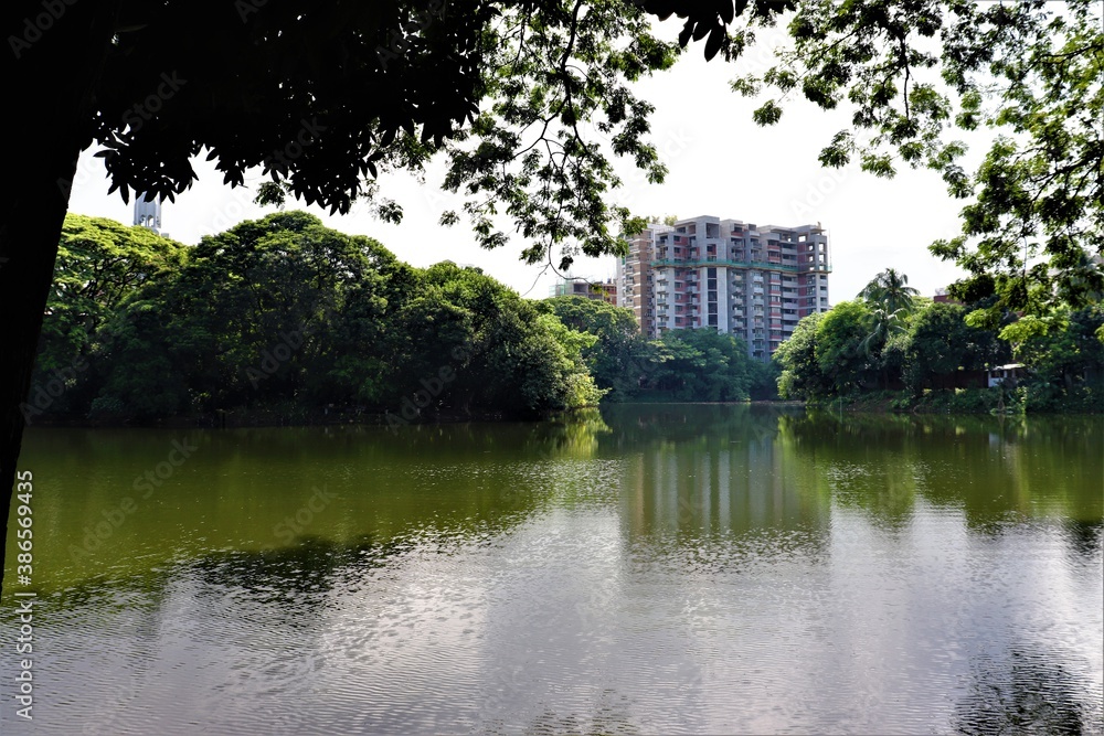 View of beautiful Dhanmondi lake in Dhaka