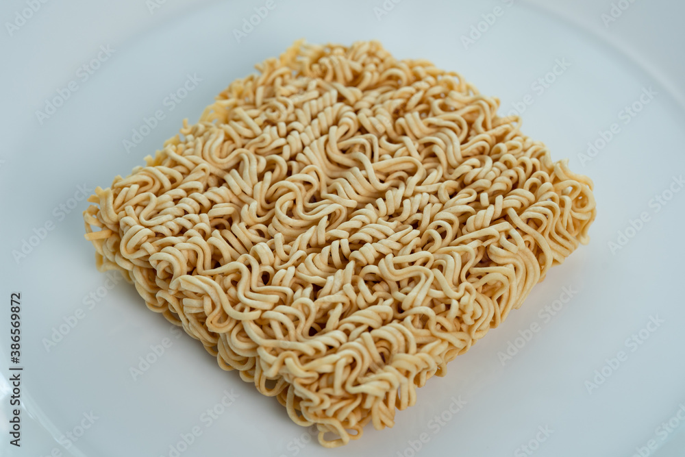 Instant noodle on white plate background. Instant noodle on white plate background.