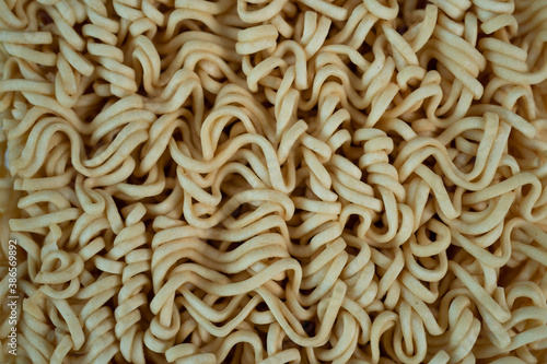 Close up texture of Dried or raw Instant noodle.