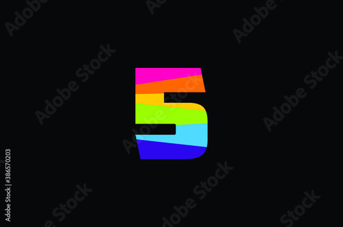 Rainbow Color Number Five vector background 