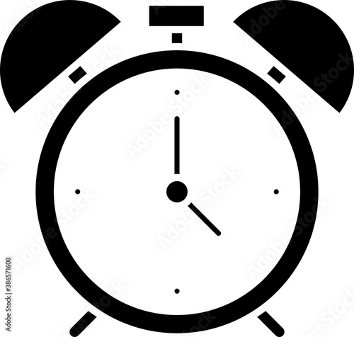 Black Alarm clock icon isolated on white background. Wake up, get up concept. Time sign. Vector.