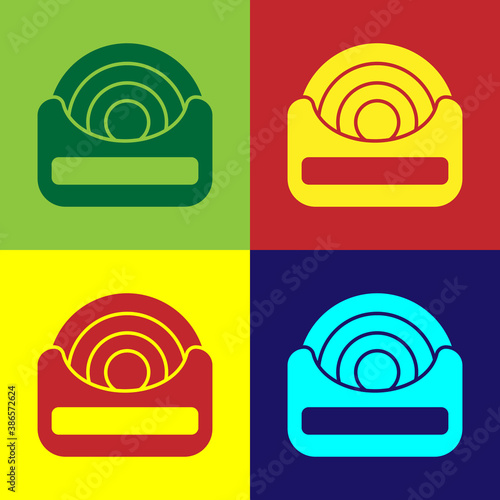 Pop art Dental floss icon isolated on color background. Vector.