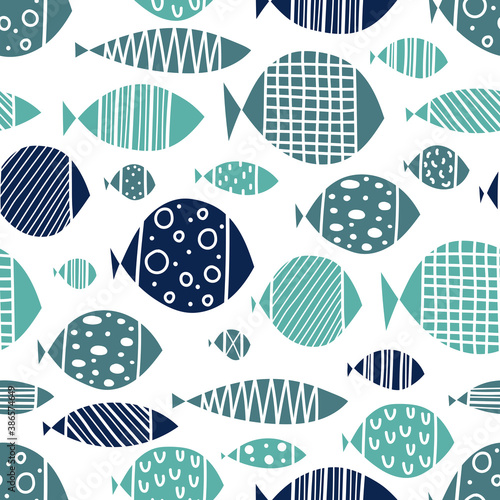 Cute fish. Kids background. Seamless pattern. Can be used in textile industry, paper, background, scrapbooking.