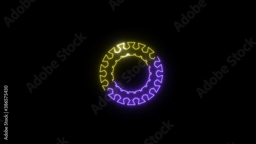 Futuristic yellow violet bewel gears create powerful pure energy for factory digital indusrtial power is environment friendly photo