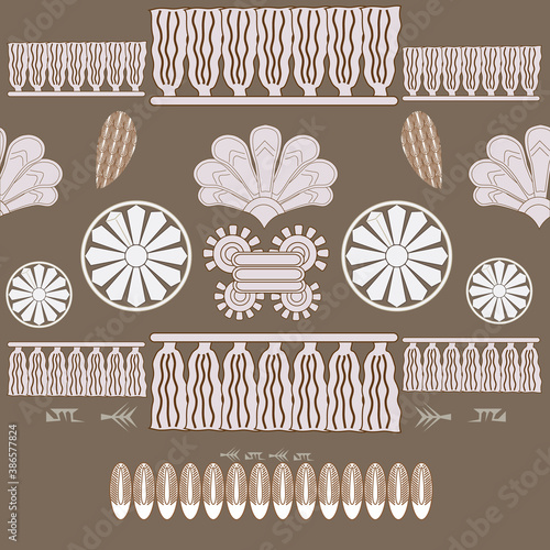 seamless ornament using details in the style of ancient Babylon