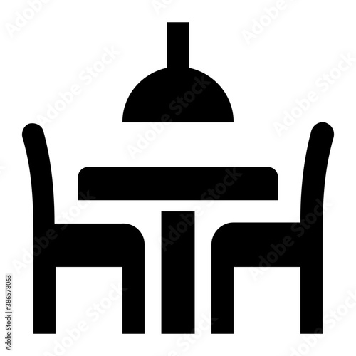 Dinning Table Glyph Icon Vector