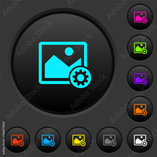 Image settings dark push buttons with color icons