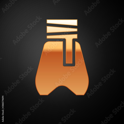 Gold Cossack pants with a belt icon isolated on black background. Cossack bloomers. Vector.
