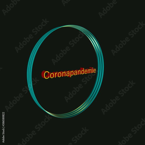 Coronapandemie - Wort bzw. Text als 3D Illustration, 3D Rendering