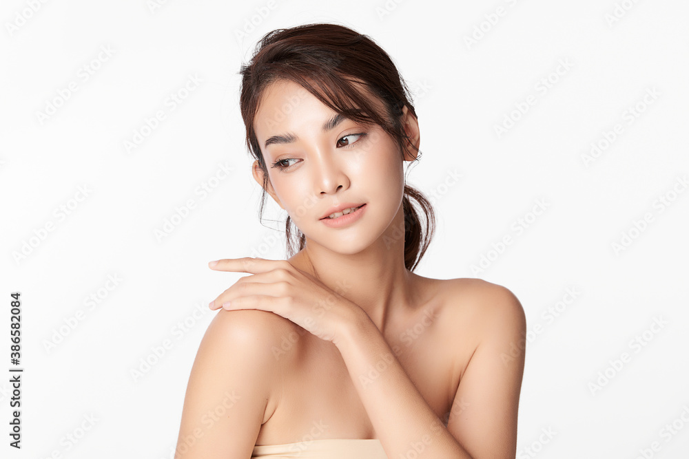 Beautiful young asian woman with clean fresh skin on white background, Face care, Facial treatment, Cosmetology, beauty and spa, Asian women portrait Beautiful young asian woman with clean fresh skin on white background, Face care, Facial treatment, Cosmetology, beauty and spa, Asian women portrait