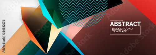 Low poly 3d geometric shapes, minimal abstract background. Vector illustrations for covers, banners, flyers and posters and other