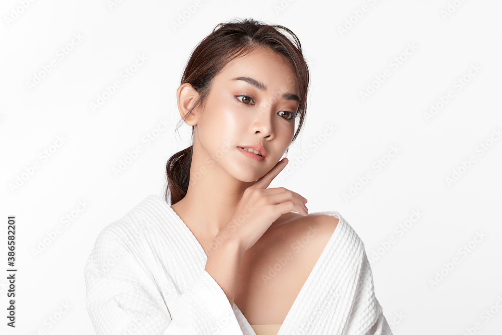 Beautiful young asian woman with clean fresh skin on white background, Face care, Facial treatment, Cosmetology, beauty and spa, Asian women portrait Beautiful young asian woman with clean fresh skin on white background, Face care, Facial treatment, Cosmetology, beauty and spa, Asian women portrait