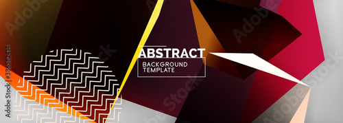 Low poly 3d geometric shapes, minimal abstract background. Vector illustrations for covers, banners, flyers and posters and other