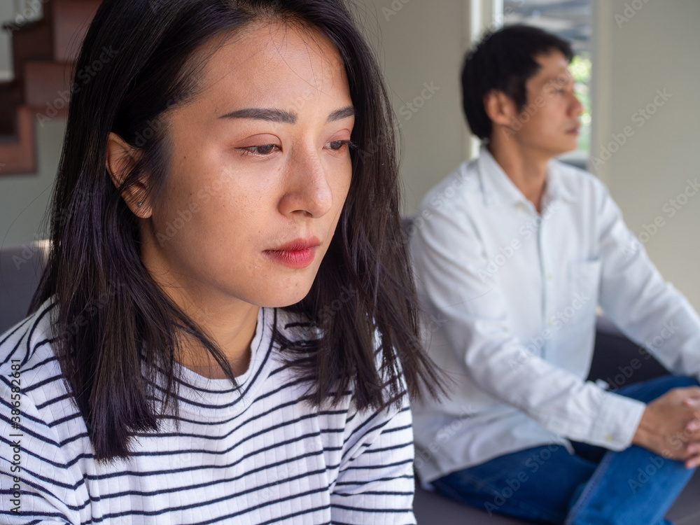 Couples are bored, stressed, upset and irritated after quarreling. Family crisis and relationship problems that come to an end Couples are bored, stressed, upset and irritated after quarreling. Family crisis and relationship problems that come to an end