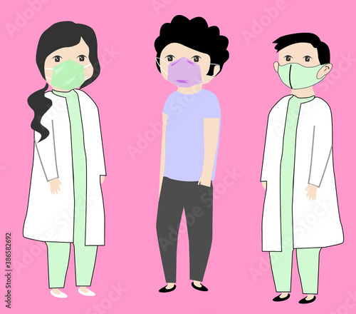 flat illustration doctor wearing mask for health