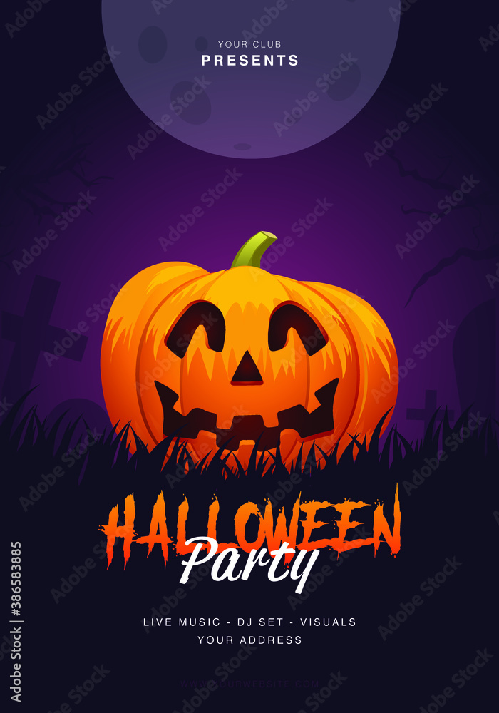  Halloween Party Poster Flyer Template Vector illustration