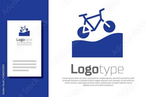 Blue Mountain bicycle icon isolated on white background. Bike race. Extreme sport. Sport equipment. Logo design template element. Vector.