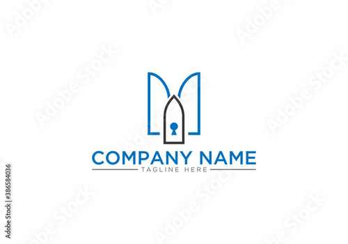 Creative And Minimal home security logo or icon design.