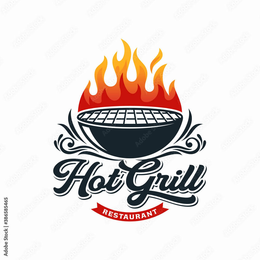 Hot Grill Logo Design Vector Template Hot Grill Logo Design Vector Template