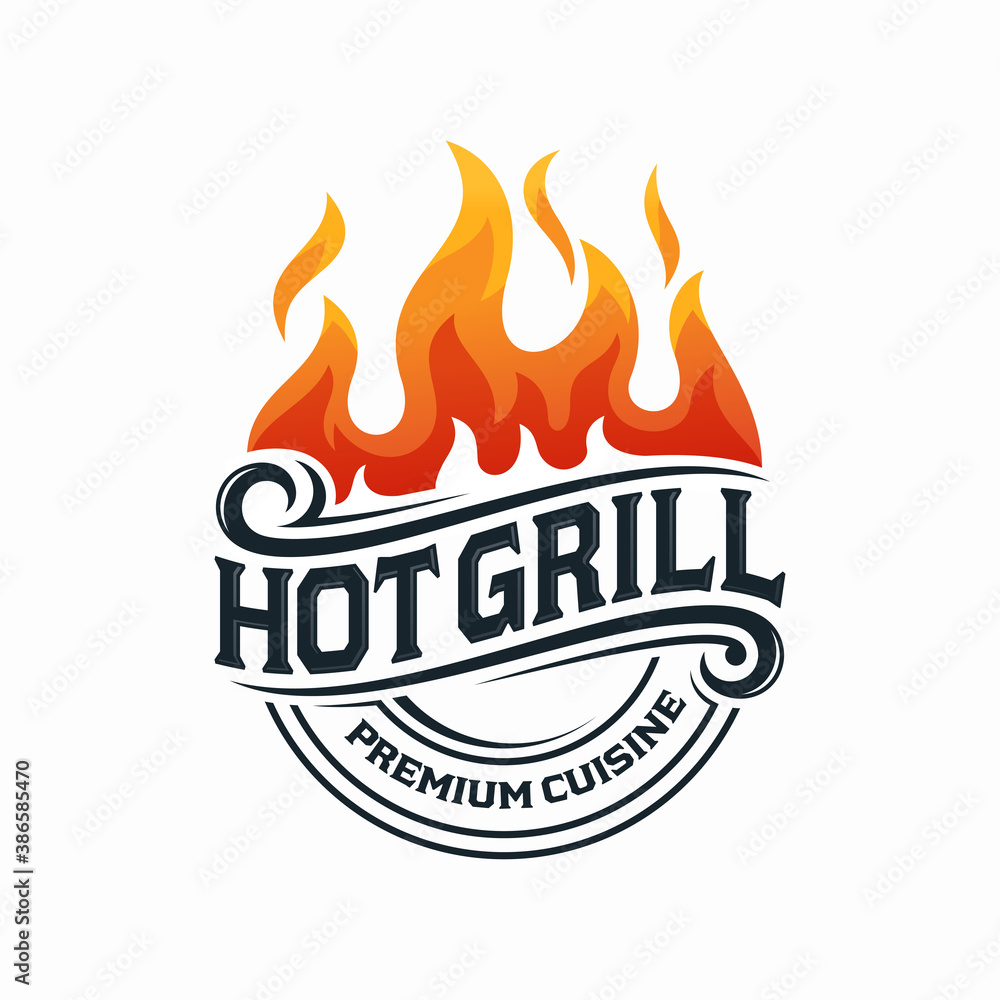 Hot Grill Logo Design Vector Template Hot Grill Logo Design Vector Template