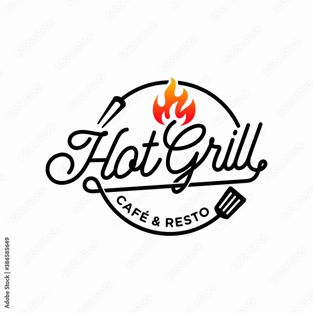Hot Grill Logo Design Vector Template Hot Grill Logo Design Vector Template