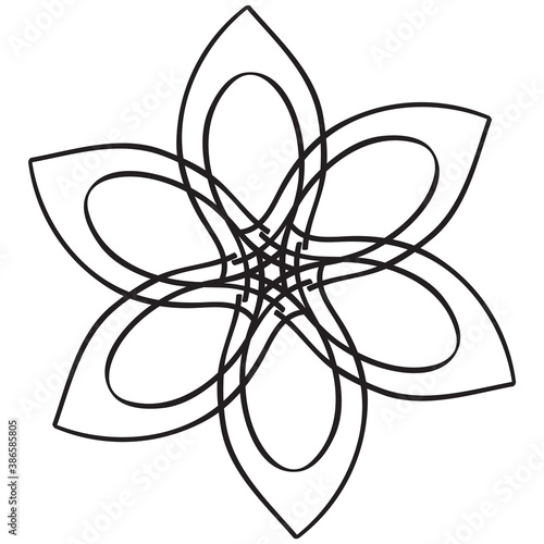 Abstract decorative flower. Black icon on white background. Vector illustration.