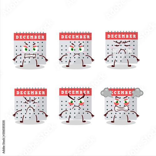December calendar cartoon character with various angry expressions