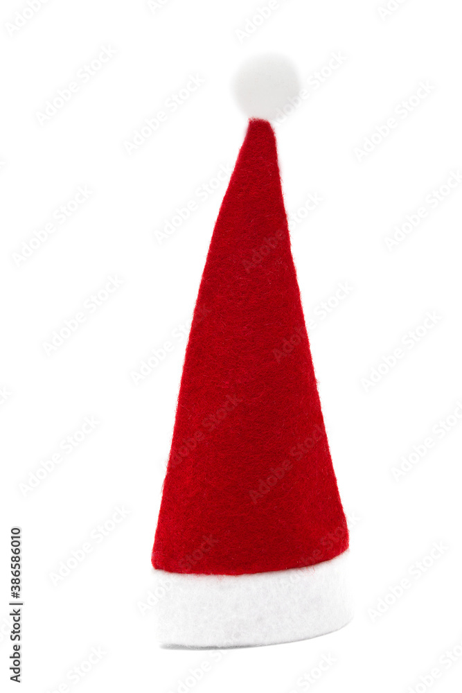 One Santa red hat isolated in white background One Santa red hat isolated in white background