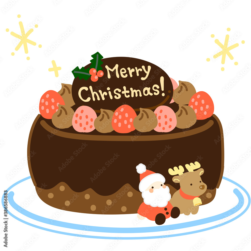 サンタとトナカイの苺のクリスマスチョコレートケーキ サンタとトナカイの苺のクリスマスチョコレートケーキ