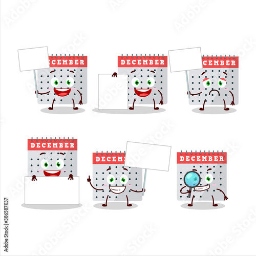 December calendar cartoon character bring information board
