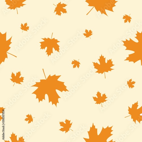 Seamless Pattern with Orange Autumn Maple Leaves. Vector Illustration. Autumn Design Collection, Backgrounds