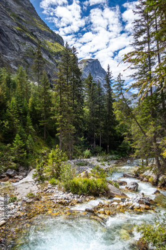 Mountain river in Vanoise national Park valley, French alps