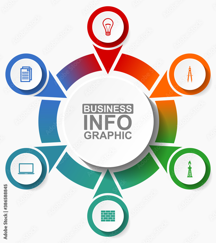 Business infographic vector template for presentation, chart, diagram, graph with 6 options