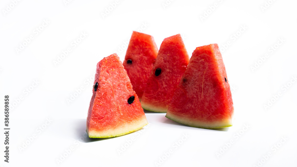 Sliced ripe watermelon isolate on the white background.