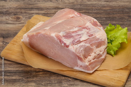 Raw pork meat piece for cooking