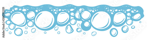Bubbly water in line, hygiene or laundry soap suds