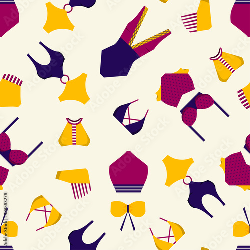Pattern of fashion women swimwear. vector illustration.