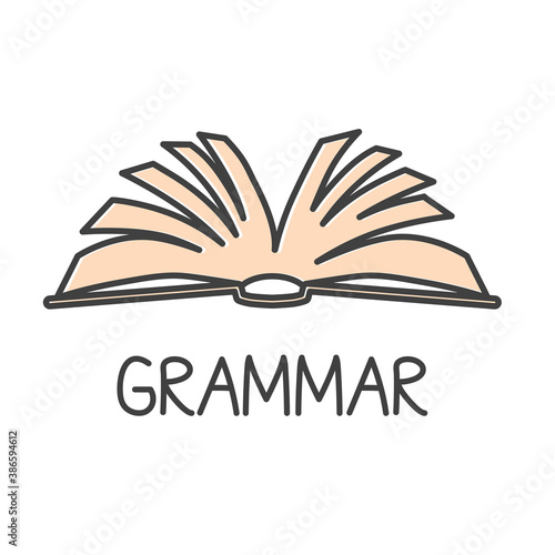 grammar word and open book - vector illustration