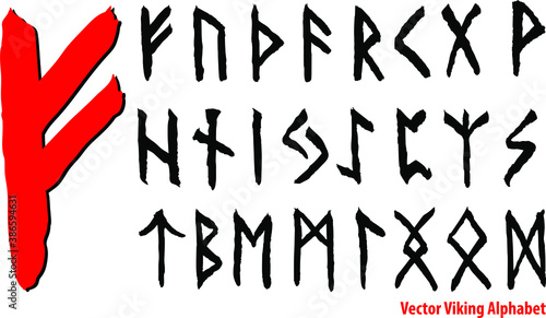 letters the ancient alphabet of the Vikings and Scandinavians handwritten vector and isolated on a white background