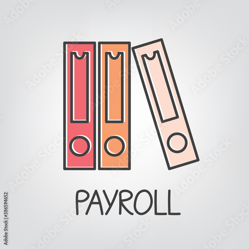 payroll word and colorful binders - vector illustration