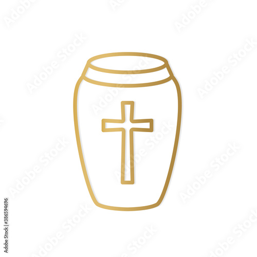 golden cremation urn icon - vector illustration