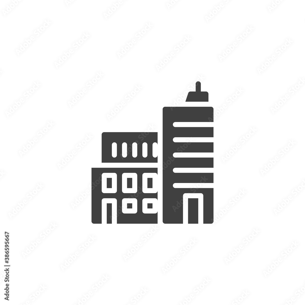 Business building vector icon. Cityscape filled flat sign for mobile concept and web design. Office architecture glyph icon. Symbol, logo illustration. Vector graphics