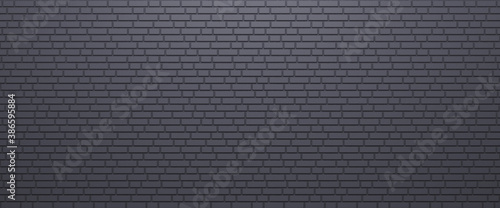 Dark gray brick wall, texture background, panorama of masonry