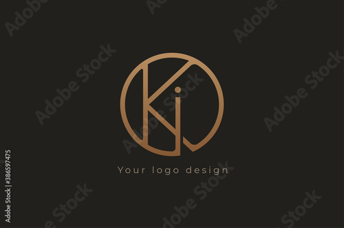Abstract initial letter K and I logo  usable for branding and business logos  Flat Logo Design Template  vector illustration