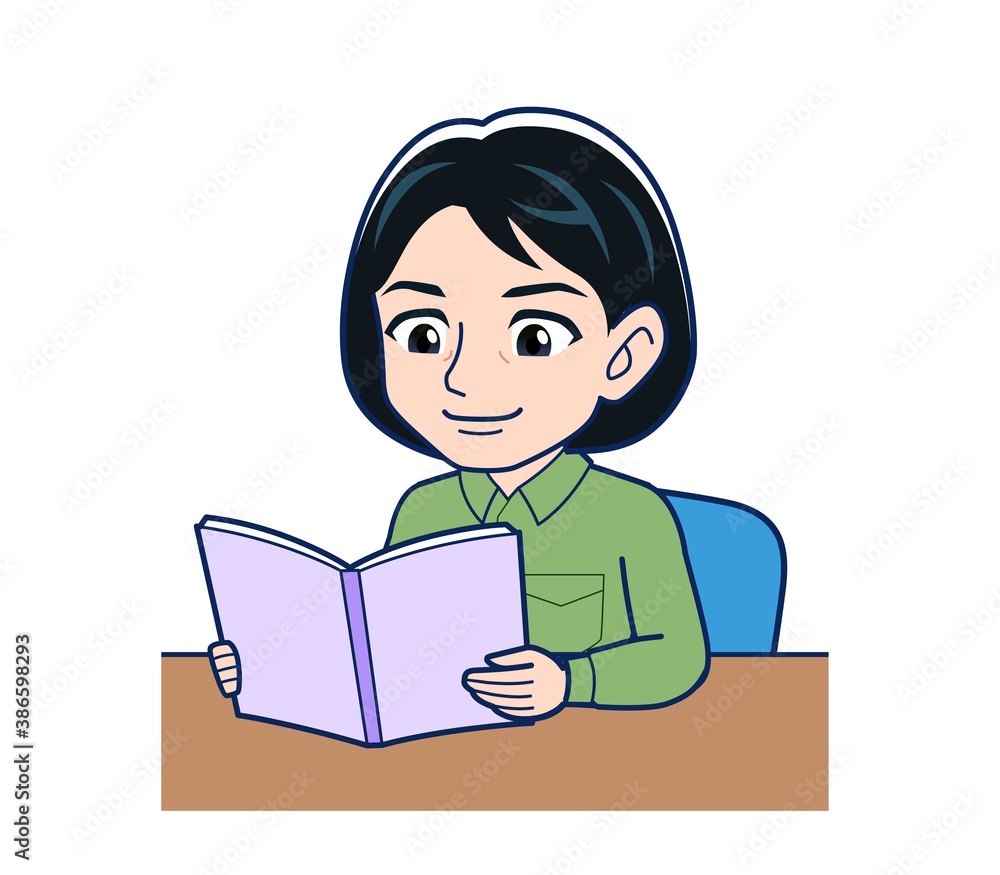 Young woman in green work clothes Young woman in green work clothes