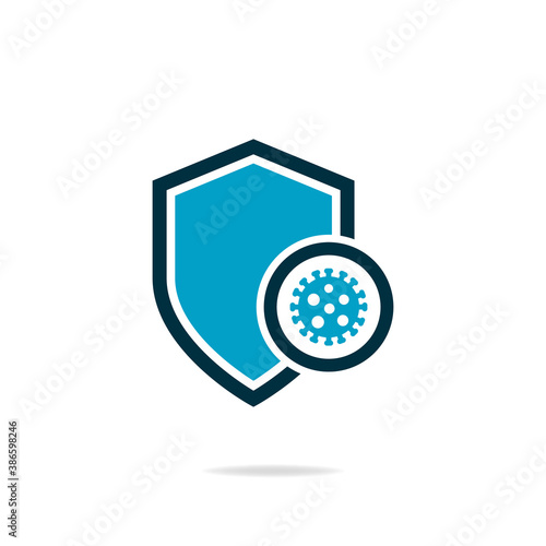 COVID-19 virus protection. Immunity symbol concept. Shield with bacteria icon. Vector illustration