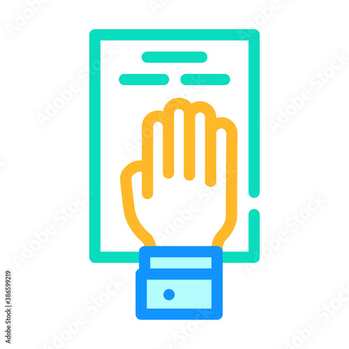oath on constitution color icon vector illustration