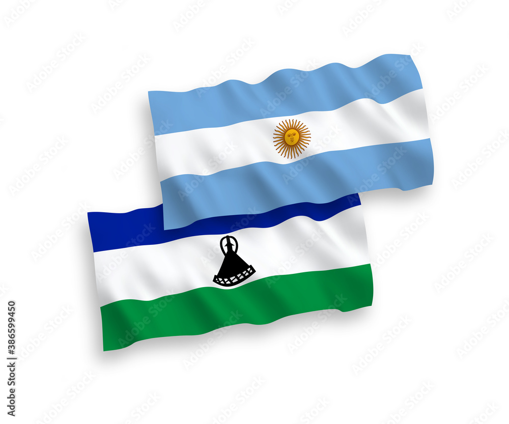 Flags of Lesotho and Argentina on a white background