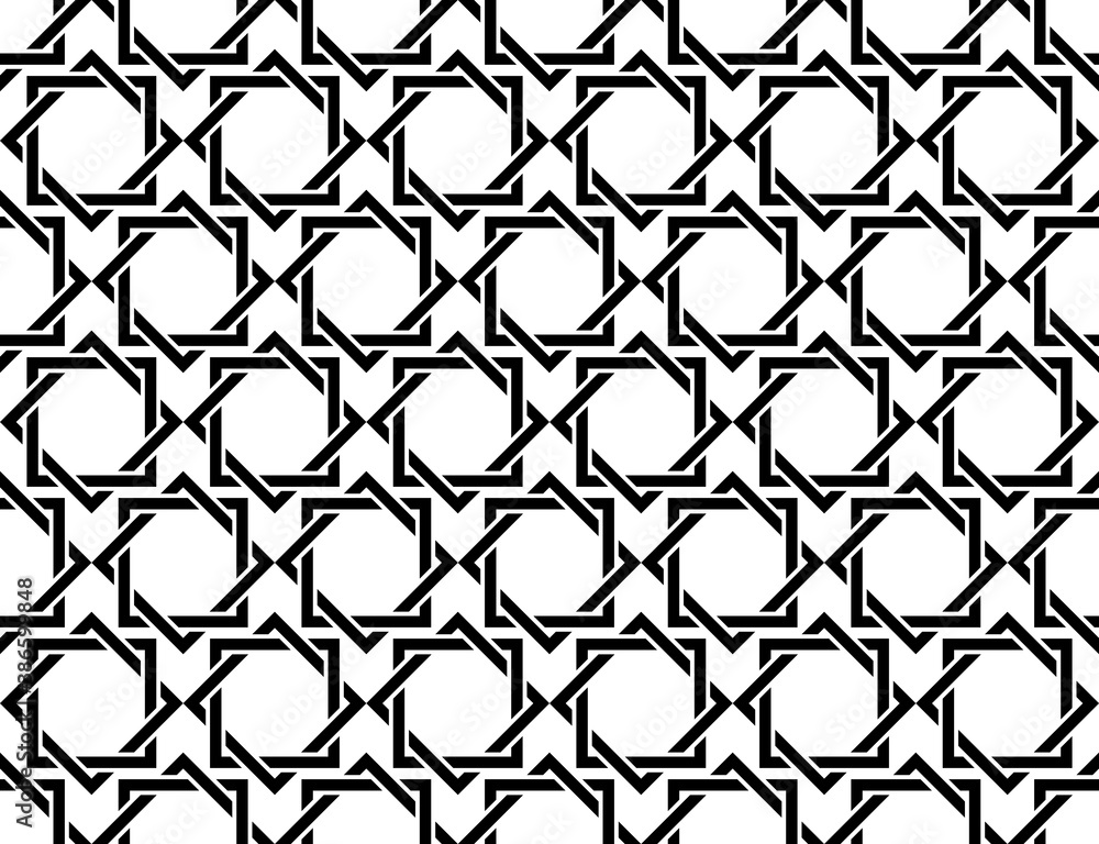 Naklejka premium Abstract geometric pattern. A seamless vector background. White and black ornament. Graphic modern pattern. Simple lattice graphic design